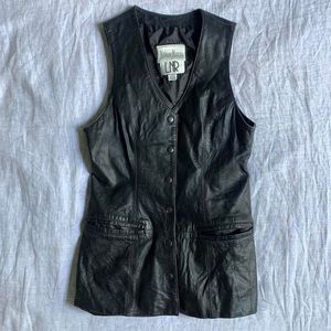 Vintage black leather Neiman Marcus vest